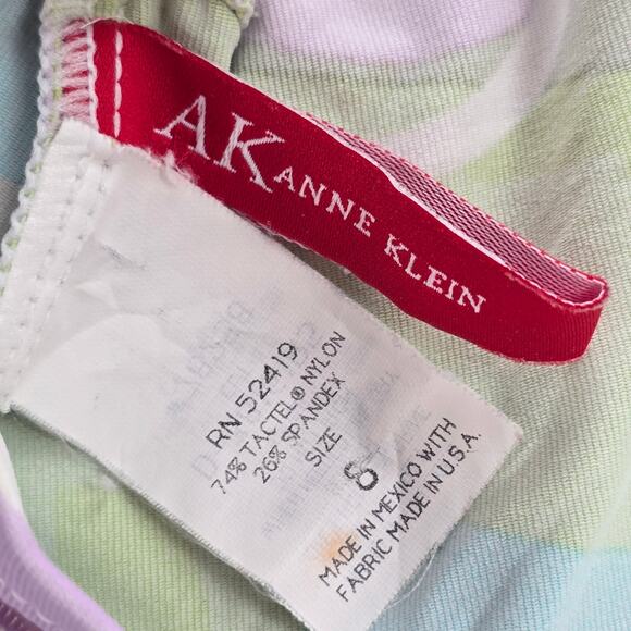 Anne Klein Green Floral Halter Swimwear Tankini Tank Top Medium M 8 - Picture 7 of 7